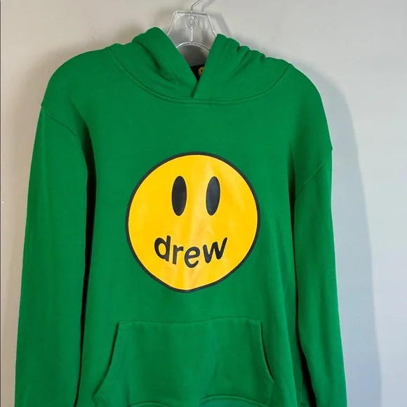 Drew House Green Hoodie With Yellow Smiley Logo Oversized Justin Bieber Size L - Picture 3 of 13